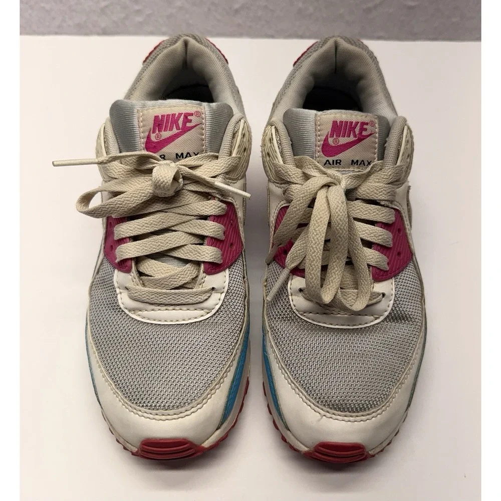 Nike Air Max 90 Vivid Pink Blue Fury Womens Size 8 Sneakers CT1030-001